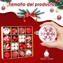 SlowTon Esferas Navideñas 44PCS, Adornos de Bolas Navidad para Árbol de Navidad, con Lazo para Colgar, Irrompibles Colgantes Bolas Decorativas Brillante para Hogar, Bodas, Fiestas, Interior y Exterior - Rojo Blanco - Ver 6