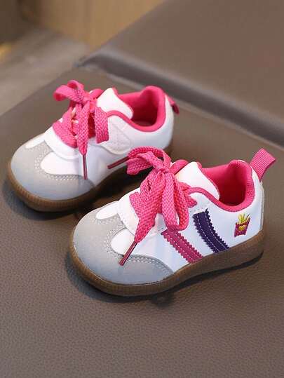 1 Pair Spring/Autumn New Baby/Toddler Casual Sneakers, Featuring Fresh & Lively Cute Patterns, Suitable For Various Children's Outfits. Comfortable With Soft Lining, Non-Abrasive, Adjustable Shoelaces. Construction, Wear-Resistant Upper, Flexible & Non-Slip Sole For & Carefree Wear.