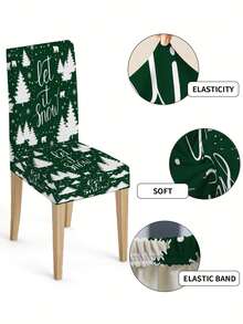 1pc/4pcs/6pcs/20pcs Christmas Stretch Chair Covers, Christmas Reindeer & Snowflake Xmas Gift, Wintergreen Tree Chair Back Protector Slipcover, Washable For Home, Dining Room, Living Room, Kitchen Decor - Multicolor - View 11