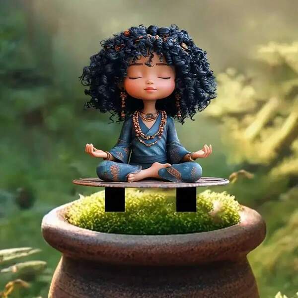 [Holiday Cheer]  Meditation Girl Acrylic Garden  - Tranquil Yard And Bonsai Decor, Ideal Christmas Gift, No Power Needed, Freestanding Design, Outdoor Christmas Decorations For Yard, Best For Christmas