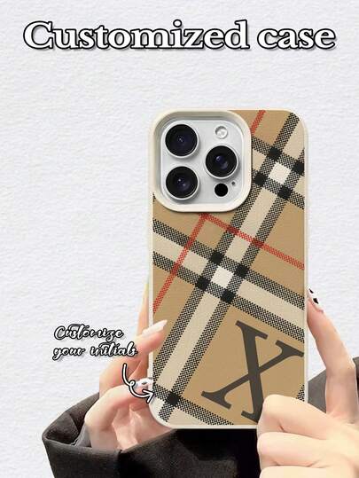 1 Peça Capa de Telefone Protetora de Lente de Grande Abertura com Textura de Couro de Tela Cheia Personalizada Compatível com iPhone 16 15 14 13 12 11 Pro Max
