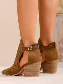 Giày sandal đế xuồng hở gót thời trang nữ gợi cảm, họa tiết hình thoi, thanh lịch và sành điệu - Lạc đà - Xem 5