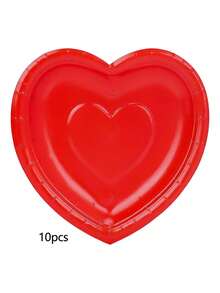 10pcs/20pcs/50pcs Red Heart Shaped Dessert Plates Disposable Love Paper Plates 7 Inch Dessert Cake Plates Heart Party Decorations & Supplies For Graduation Holiday Picnic Birthday PartyBridal Shower Valentine's Day - Red - View 8
