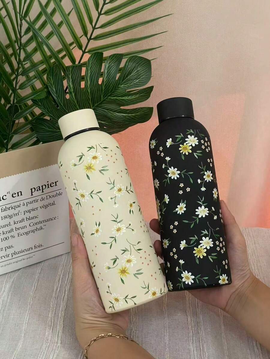 500ml/16,9oz Edelstahl Kompakt Becher, UV bedrucktes Muster, tragbare gummibeschichtete Outdoor Sport Wasserflasche, geeignet für Zuhause, Outdoor Fitness, Geschenk für Familie & Freunde, Vatertag, Muttertag, Hochzeit, Abschluss, Schulanfang, Weihnachten