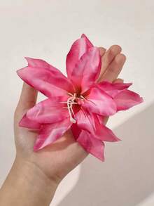 2 Stück Boho-Stil Oversized Kunstblumen Haarklammer Set, elegante Strandseiten-Pony Dekor Haarspangen, Haarklammern, Schulbedarf, rosa Haarklammern, Urlaubsoutfits für Frauen, Girly