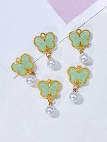 50/30/10/5pcs Gold Tone Alloy Butterfly Pendant, Elegant Green Glass Pendant With Pearl Decor, Suitable For Necklaces, Bracelets, Earrings And Craft Decorations, Beautiful Gift Idea, Jewelry Making Supplies - Butterfly - View 32