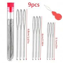 Bộ 16 chiếc/Bộ 12 kim thép không gỉ + 4 móc len nhiều màu kèm hộp đựng và xỏ chỉ, dùng để may vá, đan móc, đan len tự làm (Mọi kiểu dáng và màu sắc ngẫu nhiên) - Nhiều màu - Xem 11