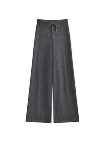 Quần Harem kẻ sọc mới thu đông dành cho nữ, quần ống rộng ống đứng ôm dáng thời trang đa năng (Họa tiết sọc ngẫu nhiên) - Xám - Xem 5
