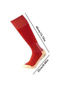 1双青少年及膝足球袜，适合10-18岁女孩，防滑点状长款运动袜，男孩加厚毛圈缓冲足球运动袜，采用涤纶针织面料制成。