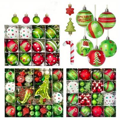 46-Piece Christmas Ball Decoration Set, Polka Dot Hanging Christmas Balls, Tree Ornaments, Glittery Plastic Christmas Ornaments For Home Indoor Holiday Party Decorations (Gold And Silver Hats, Christmas Tree Ornaments, Christmas Tree Ornaments, Christmas Ornaments, Tree Christmas Ornaments, Red Christmas Ornaments, Large Christmas Ornaments, Vintage Christmas Ornaments, Champagne Christmas Ornaments,