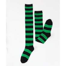Long Striped Socks Over Knee Thigh High Stockings For Women Girls Cosplay Costumes Party Accessories - Xanh lá cây và đen - Xem 3