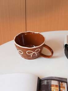 CMYD Studio 1 pieza Taza cerámica con lazo, delicada taza de pareja de gran capacidad con diseño minimalista de lazo, adecuada para decoración del hogar, beber agua, cena a la luz de las velas, latte art, regalo para el Día de San Valentín y festividades, obsequio exquisito para volver al colegio - Multicolor - Ver 4