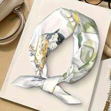 1pc Customizable Pattern Women's Silk-Like Satin Square Scarf, Breathable & Lightweight Neck Scarf, Suitable As Handbag Accessory, Ladies Handkerchief