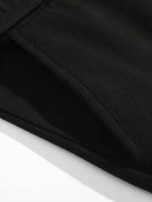 1 pieza Pantalones de chándal sueltos y casuales para adolescentes, pantalones de punto con forro térmico de unicolor simple, para otoño/invierno - Negro - Ver 6