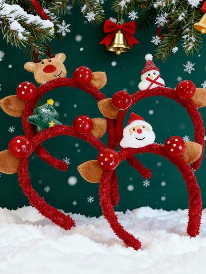 قطعة واحدة شريط رأس للنساء بتصميم بابا نويل وشجرة عيد الميلاد والثلجي والرنة والغزال الفطر، قطعة رأس جميلة للحفلات