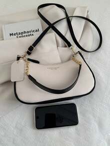 Women's Letter Adjustable Shoulder Strap Shoulder Bag, Zipper PU Leather Crossbody Bag, Armpit Bag, Small Wallet, Women's Handbag, Women's Wallet, Suitable For Outdoor Travel, Essential Backpack For Travel, Waterproof, Lightweight And Durable Casual Bag, Office University Bag, Brown, Elegant Women's Wallet, Women's Handbag, Women's Elegant Bag, Beautiful Women's Bag, Shoulder Bag, Crossbody Bag, Handbag, Travel Bag, Women's Wallet And Bag, Women's Wallet And Bag, Halloween, Women's Crossbody Bag, Jewelry Storage Box, Travel Essentials, Halloween Wallet, Women's Bag, Gifts For Women, Suitable For Valentine's Day, Parties, Wedding Dresses, Dates, As Shoulder Bag/Crossbody Bag, Elegant Women's Coin Purse - 白色 - 查看 5