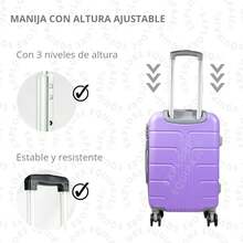 Maleta 20 Pulgadas Sin Documentar Ligera Doble Llanta Candado Fijo - Lila Púrpura - Ver 5