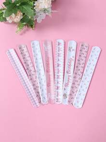 12Pcs Pink Bow Birthday Slap Plastic Wristband,Pink Bow Theme Birthday Party Decor,Baby Girl Shower Decorations,1st Birthday Party Decor,Gender Reveal Party Supplies,Baby Shower Party Favors,Funny Handcraft,Baby Girl Party Supplies,First Birthday Party Decorations,Pink Birthday Decorations,Pink Bow Decor - Pink Bow - View 2