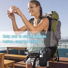 1pc Adjustable Waist Belt Pen Pouch, Fabric Multi-Compartment Design, Detachable Pencil Case, Pen Loop & Tool Slot, Hands-Free EDC Storage For Office, Outdoor, School, Fits Pens, Scissors - Black - View 9