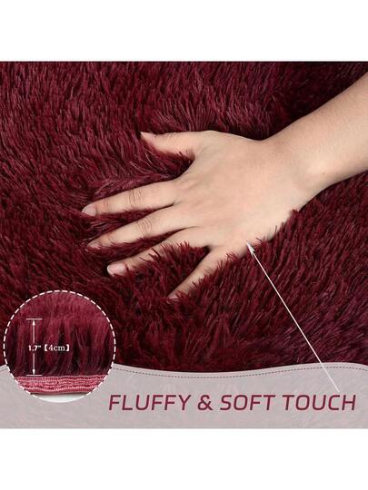Moderne Indoor Shaggy Vloerkleed Bedroom Living Room Dorm Home ative Polyester Fiber, Sponge Filling Lightweight Bordeaux Plush Area Rugs Super Zachte Comfy Accent Festive Vloer Tapijt view 3