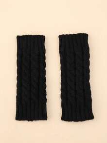 1 Pair Of Solid Color Knitted Half Finger Sports Gloves, Suitable For Outdoor Sports Wearing In Autumn And Winter