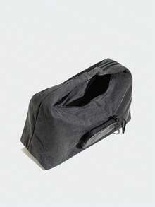 Adidas Black & Grey Denim ALWAYS ORIGINAL SHOULDER BAG, Denim Style Large Capacity Cloud Bag Sports Bag - Dark Gray - View 4