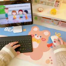 1pcCute Milk Rabbit Pattern Desk Pad Pink Mouse Pad Office Gaming Pink Cute Office Supplies Decoration Women's Desk XL Computer Mouse Pad Accessory Desk Pad With Stitched Edge Laptop Pad