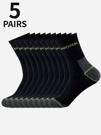 1/5 paires de chaussettes mi-mollet pour hommes absorbant l'humidité et résistant aux odeurs, chaussettes basses à la cheville, convenant pour le travail, toutes saisons