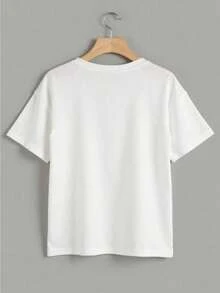 Mujer T-shirt Casual Juvenil Estampado Banda Musical Morat Color Liso Corte Regular Cuello Redondo Manga Corta Primavera Verano Otoño Diario Playera - Blanco - Ver 4