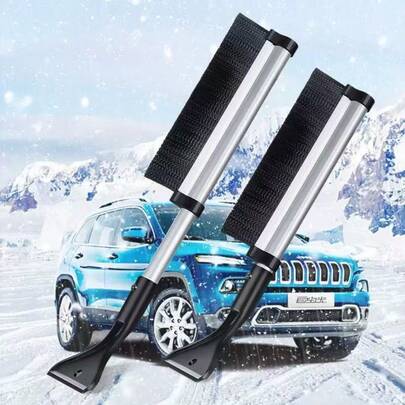 Spazzola per neve per auto, raschietto per ghiaccio, raschietto per parabrezza con manico retrattile in alluminio, rimuove facilmente la neve dal parabrezza, strumenti per la rimozione di neve e ghiaccio invernali, accessori per auto, decorazione per auto, accessori per interni auto, copri auto