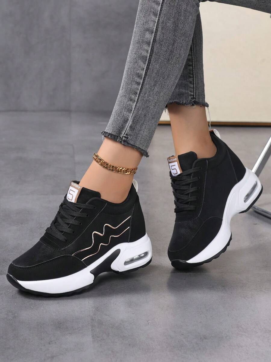 New Spring/Autumn Versatile Plus Size Air Cushion Lightweight Leather Platform Shoes, Women's Black & Gold Wedge Thick Bottom Casual Shoes, Women's Chunky Sneakers, Women's Black Elevator Shoes, Women's Black Stylish Thick Sole Shoes, Men's Elevator Shoes, Men's Thick Sole Shoes, Lace-Up Simple Couple Travel Shoes Ins, Women's High Heel Thick Bottom Sneakers, Women's Elevator Shoes, Women's Hidden Wedge Shoes, Women's Thick Sole Wedge Sneakers, 8CM Women Elevator Shoes