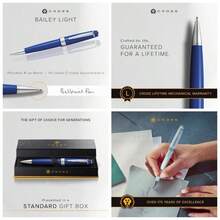 Bailey - Bolgrafo recargable en una caja de regalo diaria, punta media, tinta negra, azul pulido - Bolígrafo + Azul - Ver 1