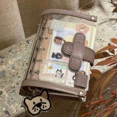 日本のシンプルなベージュグレーのM5ノート学生用高価値透明取り外し可能なルーズリーフ日記帳