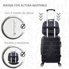 Maleta 10 Kg 20 Pulgadas + Neceser Sin Documentar Ligera Resistente De Mano Impermeable - Negro - Ver 4