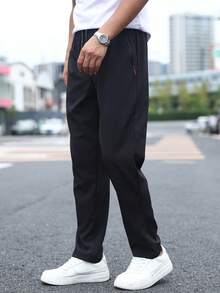 加大码男士轻便休闲运动裤，户外健身裤，夏季黑色春季款 - 黑色 - 查看 3