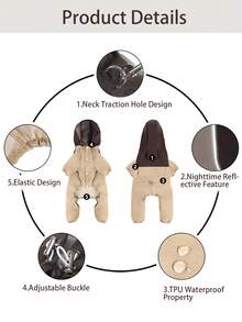 Pet Raincoat: Waterproof And Dustproof, All-Weather (Sunny/Rainy) Four-Leg Workwear, Suitable For Small And Medium Dogs - Contrast Color Design Windbreaker, TPU Waterproof Breathable Fabric, Neck Opening Can Connect Chest Harness/Leash, Easy Snap Fasteners, Elastic Cuffs And Crotch - Multicolor - View 6