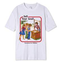 Horror Comic Series Sell Your Soul Economics For Children Men Tshirts T Shirts Loose Cotton Tee Clothing Street T-Shirt 42821 - 黑色 - 查看 11