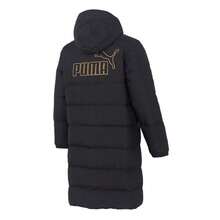 Puma 男士长款羽绒服，冬季休闲连帽外套，运动旅行大衣 - 黑色 - 查看 2