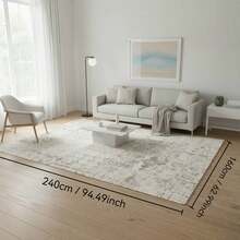 1PC Machine Washable Large - Size Vintage Beige And Blue Floral Pattern Area Mat Rug Indoor Living Room Decorative Rug With Artistic Retro Beige And Blue Floral Pattern Design Durable Easy Clean Floor Mat For Home Decoration Kitchen Rug