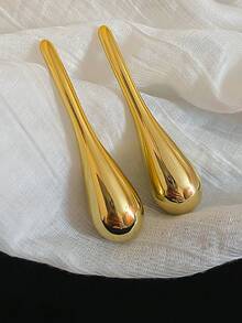 1/2 Pair Fashionable Lightweight CCB Earrings, Extra Long Smooth Water Drop Dangle Earrings, Suitable For Daily Wear And Women's Jewelry Gift