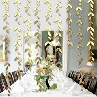 200cm Gold Leaf Hanging Ornaments, Gold Foil Fluttering Banners, New Year Decorations, Wedding Background Decorations, Bridal Shower Backgrounds, Party Background Decorations, Engagement Birthday Arrangements, Holiday Celebration Decorations