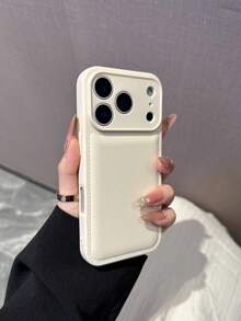 1 件简约纯色皮革纹理优质手机壳，兼容 17/17Pro/17Promax/16promax/16/16pro/16plus/15/15promax/15pro/11/12/13/14promax/11pro/11promax/12pro/12promax/13pro/13promax/14pro/14promax，时尚创意