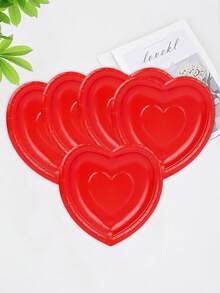 10pcs/20pcs/50pcs Red Heart Shaped Dessert Plates Disposable Love Paper Plates 7 Inch Dessert Cake Plates Heart Party Decorations & Supplies For Graduation Holiday Picnic Birthday PartyBridal Shower Valentine's Day - Red - View 5
