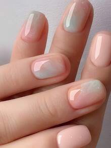 The 24-Piece Short Square Gradient Marble-Patterned Nail Art Set Includes An Nail File And A Piece Of Gel Nail Polish. It Is Suitable For Parties, Couples' Dates, Anniversary Celebrations, Etc., Creating A Sweet Atmosphere.