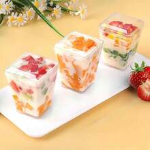 50/20/10pcs Dessert Cups, Transparent Mini Plates, With/Without Lids Mousse Cups For Tiramisu, Pudding, Mousse, Snacks, Party Supplies, Food Containers