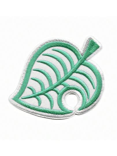 1PC Animal Crossing Leaf Patch White Border Game Embroidered Iron On