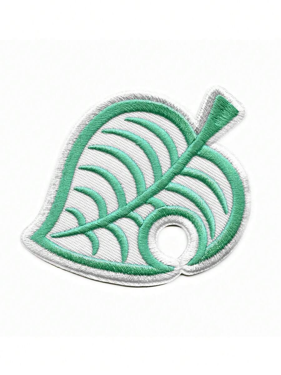 1PC Animal Crossing Leaf Patch White Border Game Embroidered Iron On - Multicolor - View 1