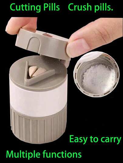 1 stuk draagbare pillenmolen/snijder, handmatige fijnmaalmolen, multifunctionele pillenvergruizer, pillenmolen, pillenvergruizer, multifunctionele pillendoos. Verkrijgbaar in meerdere kleuren, essentieel voor de medicijnkast thuis, handig voor medicijnen op reis, en ook een attent hulpmiddel voor ouderen bij het wekelijks innemen van hun pillen.