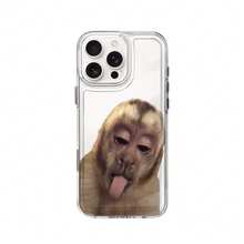 Funda para teléfono con diseño de Cara de Mono Divertido, compatible con iPhone 16, 15, 14 Pro Max, 13, 12, 11, XR y XS Plus. Fabricada en silicona TPU, ofrece protección contra golpes y caídas, además de una excelente sensación al tacto. Es el regalo ideal para familiares, amigos y seres queridos. - transparente - Ver 6
