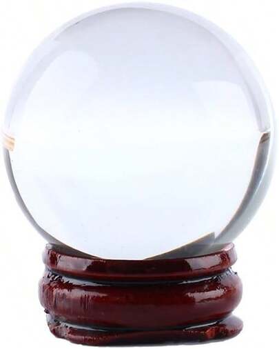 EstiloTyenaza 40 mm Esfera de Cristal, Bola de Cristals mágica Transparente con con Base de Soporte, Bola curativa de Cristals Decoración de Arte Orb Sphere, para Regalo y Decoración del HogarVersión mejorada